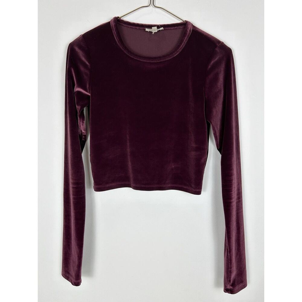 Wilfred Free Aritzia Stretch Velvet Crop Top Shirt Long Sleeve Whimsigoth Small